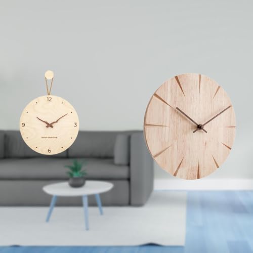 Baoblaze Minimalist Modern Nordic Solid Wood Wall Clock Decorative Hanging Ornament Creative Design Silent Non Ticking Gift for Bedroom Office Home Restaurant