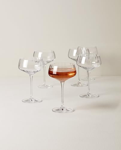Lenox Tuscany Classics Angled Optic Coupe Glasses, Set of 6 | european glass, 7 inch height | 3.5 inch diameter | elegant vintage-inspired cocktail glasses | 12oz - style: Coupe Glasses, Angled