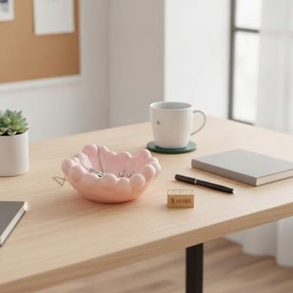 Ceramic Catchall Tray with Bubble Design, Compact Storage Bin for Keys and Jewelry on Vanity or Entryway (1 PC) - color: Pink