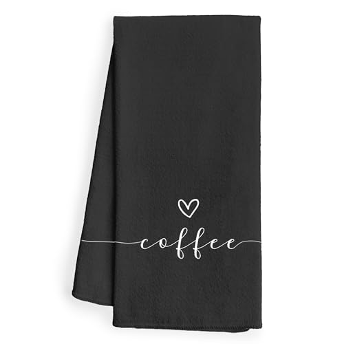 WFSM Coffee Decor Kitchen Towels - Bar Dish Towels, Gifts for Coffee Lovers, 1624 Inches (Black) - color: Black