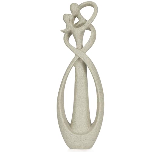 Trycooling Kissing Lovers Statue Abstract Sculpture, Sandstone, Large | Resin Statues Collectible Figurines, Modern Home Decoration for Living Room Office Shelves Coffee Table Desk Decor - color: Sandstone, size: Large