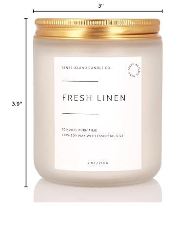 Fresh Linen Scented Candle for Home Scented 50+ Hrs Long Lasting100% Natural Soy Wax Clean Linen | Candle Gifts for Women Men Highly Scented House Warming Gifts - color: Fresh Linen