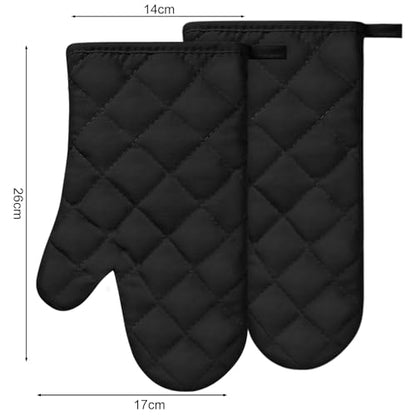 AUAUY 1 Pair Oven Mitts, Heat Resistant BBQ Gloves-Oven Mitts with Recycled Infill Cotton Non-Slip Cooking Gloves for BBQ Kitchen Baking Cooking - Black - color: 1 Pair Oven Mitts-black