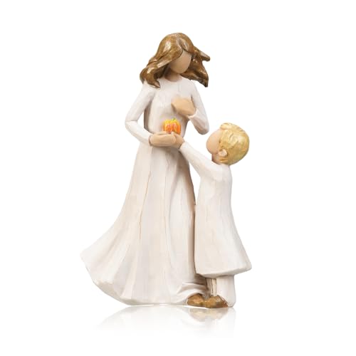 Mother Son Figurine Resin Statue, Mom and Child Gift, Family Sculpture, Mother’s Day Present, Sentimental Home Decor Love Figurine, Mother's Day Figurine - color: Apple for Mom-son