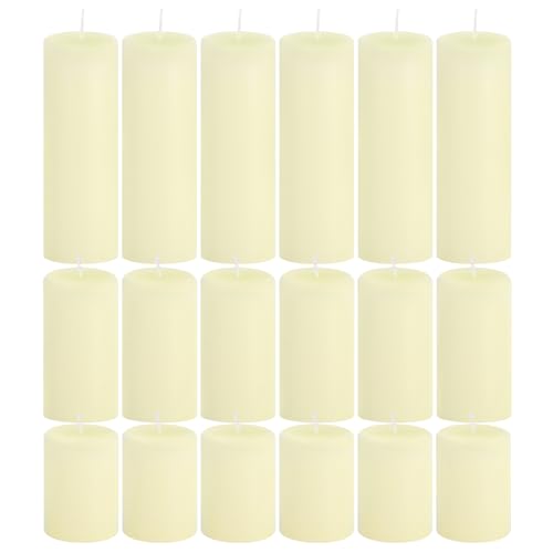 18 Pcs Ivory Pillar Candles Bulk Set，Hurricane Candles，3 Different Lengths 2 x 3/4/6 Inch (6 Each)，Dripless Unscented Smokeless，Gives You a Better Atmosphere When Organizing an Event Party. - color: 18 Flat-top, size: 2 x 3/4/6 Inch