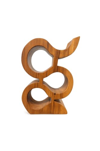 Handmade Solid Acacia Wood Wine Bottle Holder, 3-Bottle Chain Wine Rack, Rustic Countertop Wine Storage, Decorative Home Bar Display - size: 3-Bottle