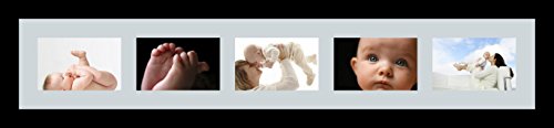 ArtToFrames Collage Photo Frame Single Mat with 5-4x6 Openings with Satin Black Frame and Baby Blue mat. - color: 5 - 4x6 - (2139), size: Baby Blue