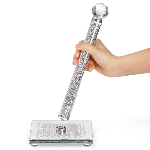 Paper Towel Holder Countertop, Silver Paper Towel Roll Dispenser Stand Weighted Base Non Slip Filled with Sparkly Crystal Crushed Diamond for Home Kitchen Bathroom Tabletop - color: Silver