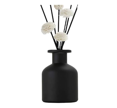 Glass Diffuser Bottles Empty Refillable Glass Container Jar 150ml / 5oz Fragrance Accessories DIY Replacement Diffuser Sticks Sets for Essential Oils Reed Sticks Crafts Spa Home Decoration (Black) - color: Black