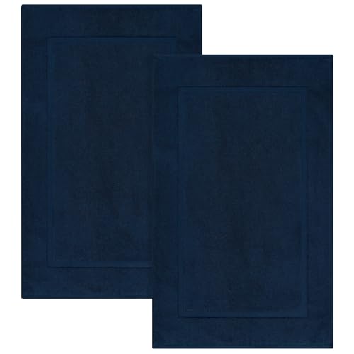 ELITE Emporium Home Collection 2-Piece Cotton Bathroom Mat Set, 21" x 34" - 100% Cotton, Absorbent, Quick-Dry, Bath Towel Mats for Floor, Navy Blue [Not a Bathroom Rug] - color: Navy