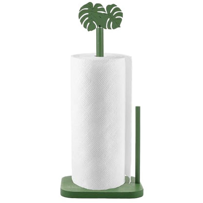 Leinuosen Monstera Leaves Paper Towel Holder Tropical Monstera Wooden Paper Towel Holder Green Ocean Tropical Bathroom Accessories Kitchen Roll Stand Organizer Standing Apartment Housewarming Gift - style: Green Monstera Leaves