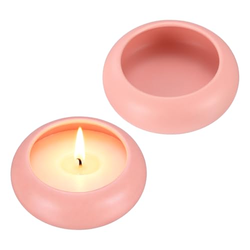 uxcell 2Pcs Pebble Tea Light Candle Holder, 1.2" Height Tealight Candle Holder Handcrafted Ceramic Decorative Calming Home Decor Accent for Table Centerpiece Wedding, Pink - color: Pink