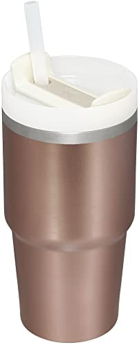 STANLEY Quencher H2.0 Flow State Tumbler, 20 oz, Rose Quartz Glow | Straw and 3-Position Lid | Cup Holder Compatible for Travel | Insulated Stainless Steel Cup | BPA-Free - color: Rose Quartz Glow, style: Classic