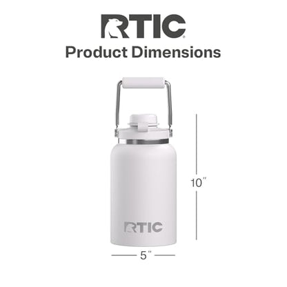 RTIC Half Gallon Outback Jug, Ceramic Lined, White | Stainless Steel, Insulated Water Bottle with Lid and Handle, Double Wall Vacuum Insulation - color: White