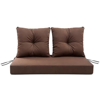 ARTPLAN Loveseat Patio Deep Seat Cushions 46"x24"x5" Bench Pad,Brown | High-density foam fill, solution-dyed UV water repellent fabric, zipper removable cover fits patio swing & bench furniture - color: Brown