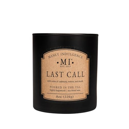 Manly Indulgence Last Call Scented Candles for Men, Premium Soy Blend Wax, 45H Burn, Candles for Home Scented, Gift-Ready Packaging - Made in The USA - size: 8 Oz - Premium Gift Box