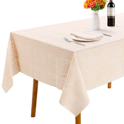 Waterproof Heavy Duty PVC Vinyl Rectangle Tablecloth,54"x70" | Oil-proof,reusable,wipeable,wrinkle resistant,fits 4-6 persons,for kitchen,dining room,indoor,outdoor,parties,campaing - color: Geometric Floral Pattern, size: 70" x 54" (Rectangular)