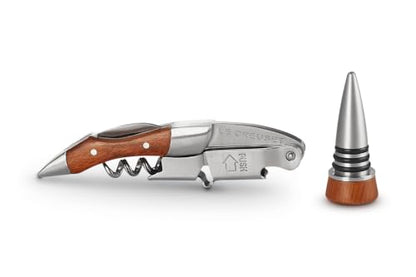 Le Creuset Wooden Corkscrew & Stopper Set | Waiter's Friend - color: Wood and Stainless Steel, style: Wine Opener and Stopper Set