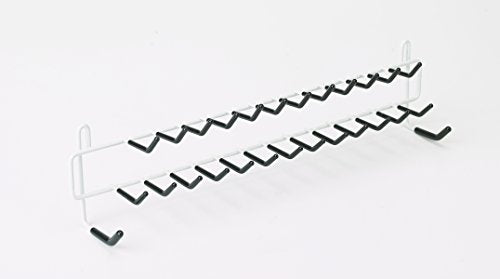 ClosetMaid 27-Hook Tie & Belt Rack, 2.38" D x 3.5" H x 15" W, White - size: 3.5