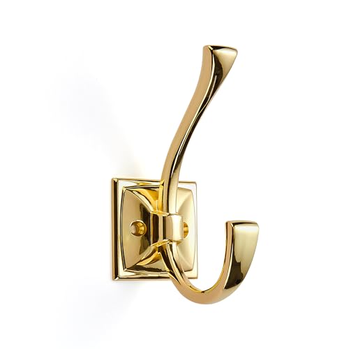 Wall Hooks,5 Pack Polished Brass Coat Hooks Hardware Towel Hooks for Hanging Coats Robe Hooks Wall Mounted with Screws for Key, Towel, Bags, Cup. - color: Polished Brass