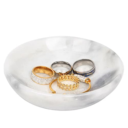 Marble Jewelry Dish - Rings Holder - color: white