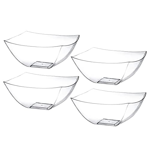 4 Pack Disposable Clear Plastic Serving Bowls Square Party & Candy 16oz | Square Design. Disposable Party Tableware. Salad, Fruit & Candy Use. Candy Buffet Containers. Clear Plastic. - color: Clear, size: 16 OUNCE