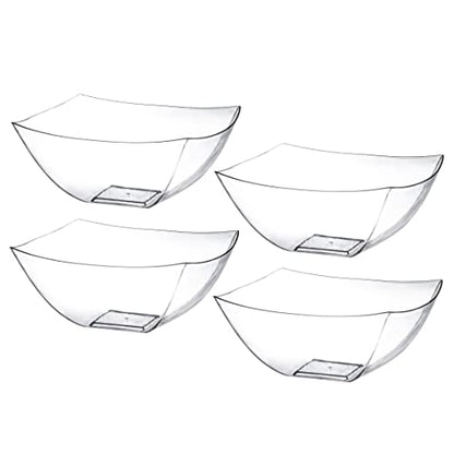 4 Pack Disposable Clear Plastic Serving Bowls Square Party & Candy 16oz | Square Design. Disposable Party Tableware. Salad, Fruit & Candy Use. Candy Buffet Containers. Clear Plastic. - color: Clear, size: 16 OUNCE