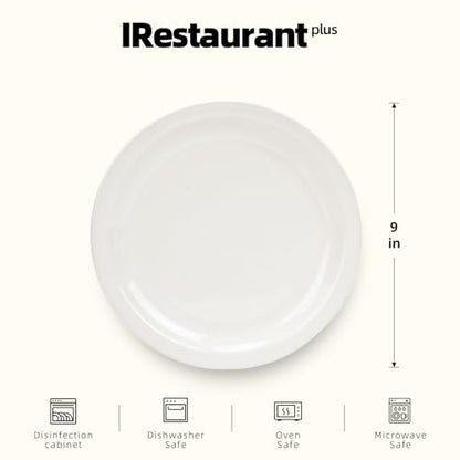 Stoneware Narrow Rim Commercial Grade Dinnerware America White, Plate 9", Case of 24 - color: America White, size: Plate 9"