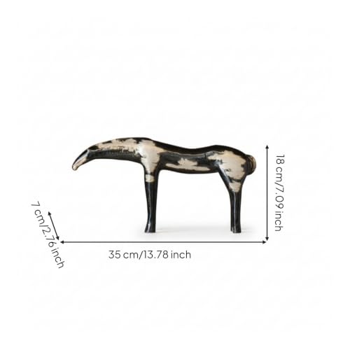 predolo Ceramic Animal Figurine Mottled Glazed Animal Statue Black and Beige Home Decor
