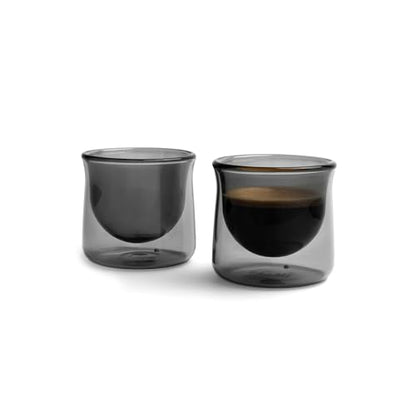 FLUR Espresso Glasses (Set of 2) Perfect for Espresso, Macchiatos & Small Espresso Drinks – Double-Walled Borosilicate Glass – Handmade, Lightweight & Durable – 3oz (Smoke) - color: Smoke