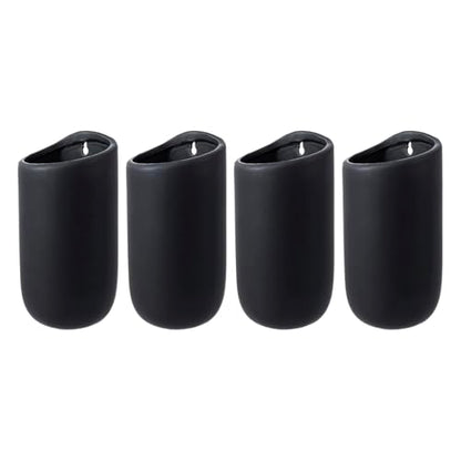 MyGift 7.5 Inch Wall Mounted Modern Matte Black Ceramic Cylindrical Plant Containers, Floating Succulent or Herb Planter Pots, Vertical Hanging Flower Vases, Set of 4 - color: Matte Black (7.5 Inch)