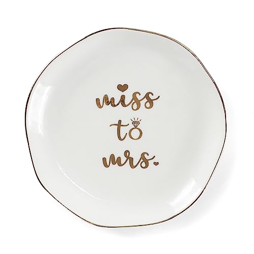 Miss to Mrs Ring Dish - Bride Gifts, Bridal Shower Gifts - Ceramic White - style: Miss to Mrs