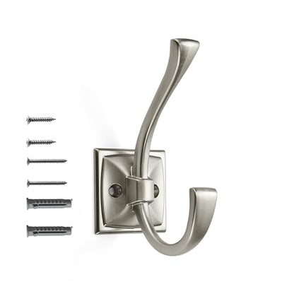 Wall Hooks,5 Pack Coat Hooks Hardware Towel Hooks for Hanging Coats Matte Brushed Nickel Robe Hooks Wall Mounted with Screws for Key, Towel, Bags, Cup. - color: Brushed Nickel