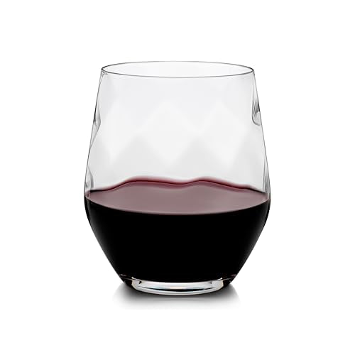 Üllo Aer Crystal Stemless Wine Glasses with Aerating Swirl Design for Enhanced Flavor, Clear, Set of 4