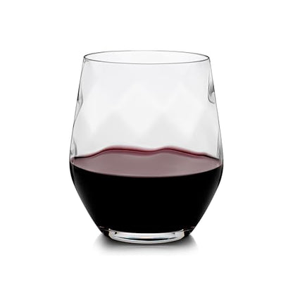 Üllo Aer Crystal Stemless Wine Glasses with Aerating Swirl Design for Enhanced Flavor, Clear, Set of 4