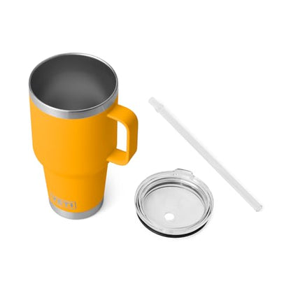 YETI Rambler 35 oz Tumbler with Handle and Straw Lid, Travel Mug Water Tumbler, Vacuum Insulated Cup with Handle, Stainless Steel, Beekeeper - color: Beekeeper, style: 35oz