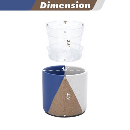 D'vine Dev 2-Pack Cachepot with Clear Pot, 4.5 in, Cobalt Canyon, 93-V-B-3 | Dual-Pot System, Root Visibility, Bottom Watering Support, Enhanced Drainage, Artistic Stoneware Design, Easy Plant Care - color: Cobalt Canyon, size: 4.5” Cachepot + 4“ Clear Gr