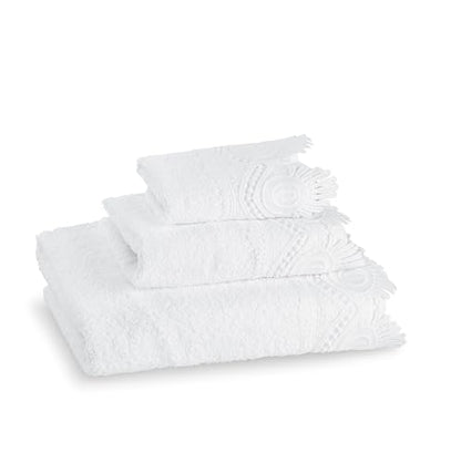 Zahari Home 3 Piece Laced Towel Set - Stylish Soft Plush Cotton Towels with Hand Towel & Washcloth - Highly Absorbent Towels for Bathroom, Gym, Hotel & Spa (Crochet White) - color: Crochet-white