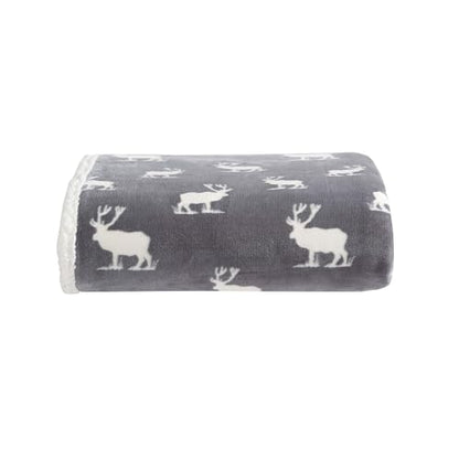Eddie Bauer - Throw Blanket, Brushed Fleece & Plush Sherpa Bedding, Blanket for Couch & Bed (Elk Stance Grey, 50" x 60") - color: Elk Stance Grey, size: 50" x 60"