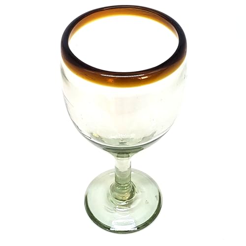 Amber Rim 13 oz Wine Glasses (set of 6), Recycled Glass, Lead-free, Toxin-Free (13oz Wine) - style: 13 oz Wine Amber