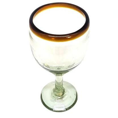 Amber Rim 13 oz Wine Glasses (set of 6), Recycled Glass, Lead-free, Toxin-Free (13oz Wine) - style: 13 oz Wine Amber