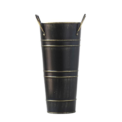 Metal Round Umbrella Stand Rack, Freestanding Umbrella Rack with Cane and Walking Stick Holder, Perfect for Entryway and Porch Use, Ideal Organizer for Home and Office (Black)