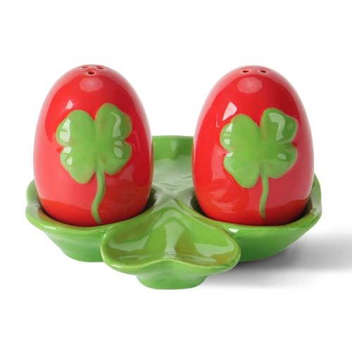 Ceramic Salt and Pepper Shakers Set, Fall Kitchen Table Decor for Dining | Countertop and Thanksgiving Entertaining,Autumn Housewarming Gift for Family,Friends and Hostess - color: Lucky-Red