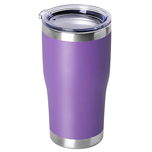 DOMICARE 20oz Tumbler with Lid Stainless Steel Tumblers Bulk, Double Wall Vacuum Insulated Coffee Travel Mug Powder Coated Tumbler, 1 Count (Pack of 1) Purple - color: Purple, size: 1 count