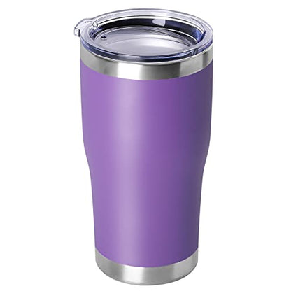 DOMICARE 20oz Tumbler with Lid Stainless Steel Tumblers Bulk, Double Wall Vacuum Insulated Coffee Travel Mug Powder Coated Tumbler, 1 Count (Pack of 1) Purple - color: Purple, size: 1 count