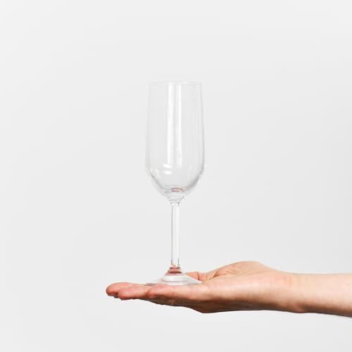 KROSNO Champagne Flutes Set of 6, 7.1 oz, Gema Collection | Drinking Glasses for Prosecco, Mocktails, Mimosa, Lead-Free Crystal Glassware, Dishwasher Safe - size: 210 milliliters