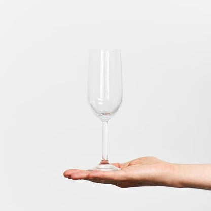 KROSNO Champagne Flutes Set of 6, 7.1 oz, Gema Collection | Drinking Glasses for Prosecco, Mocktails, Mimosa, Lead-Free Crystal Glassware, Dishwasher Safe - size: 210 milliliters