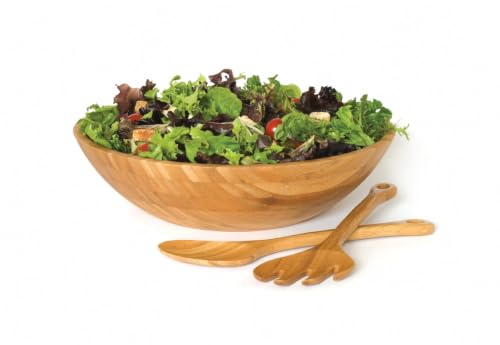 Lipper International Bamboo Salad Bowl with Salad Servers - size: Large, style: 3-Piece Set