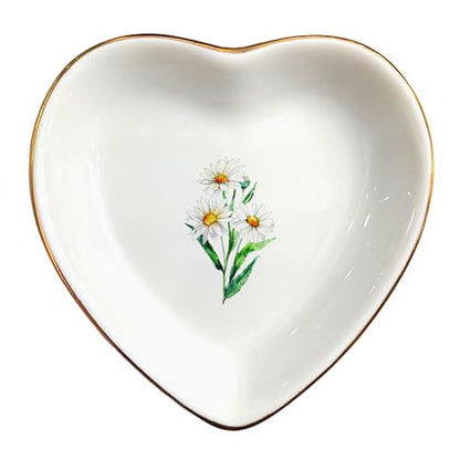 April Daisy Flower Ring Dish-White Floral Jewelry Dish for Hippie,Nature,Pace-January Flower for Mom,Mother-in-law,Step Mom,Godmother,Aunt,Grandma,Sister,Friend-Virgo Birthday Gifts - style: 4 - April (Daisy)