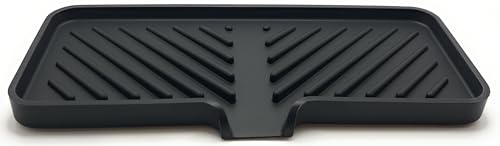 Silicone Soap Dish Tray and Sponge Holder with Drain Chute and Feet | 3-Way Sloped Design | Bathroom and Kitchen Sink Organizer Caddy (Black, 10"x4", 7.8 Ounces) - color: Black, size: 10"x4"